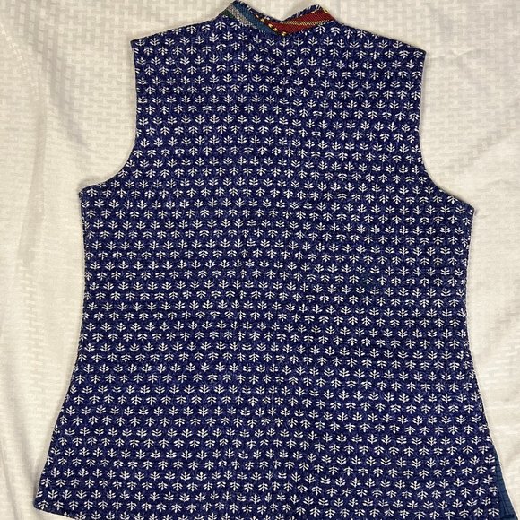 Upcycled Vintage Hippie/Boho Asian Inspired Reversible Quilted Vest Cotton M - Picture 3 of 9